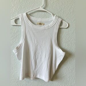 Madewell White Ribbed Cropped Tank Top Size 6